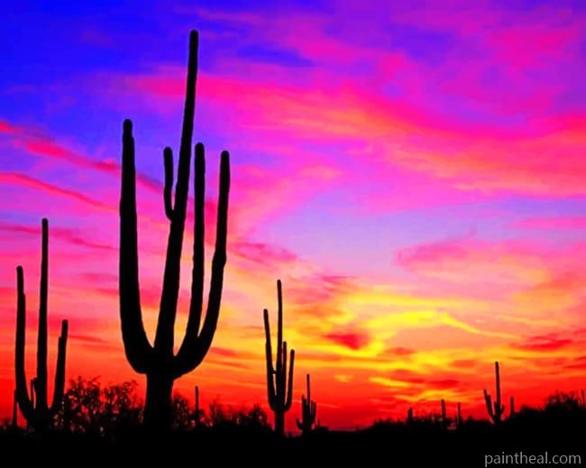 Cactus Silhouette Painting By Numbers Kits