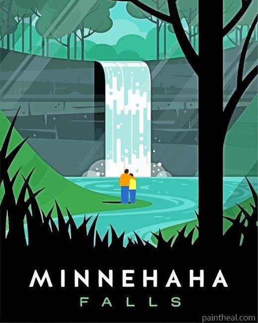 Minnehaha Falls Poster Painting By Numbers Kits