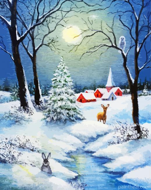 Winter Scene Painting By Numbers Kits