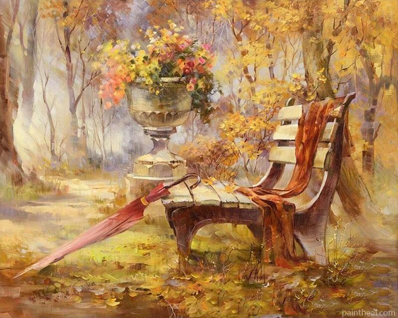Autumn Garden and Bench Painting By Numbers Kits