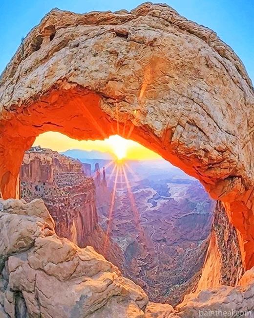 Mountain Rock Sun Painting By Numbers Kits