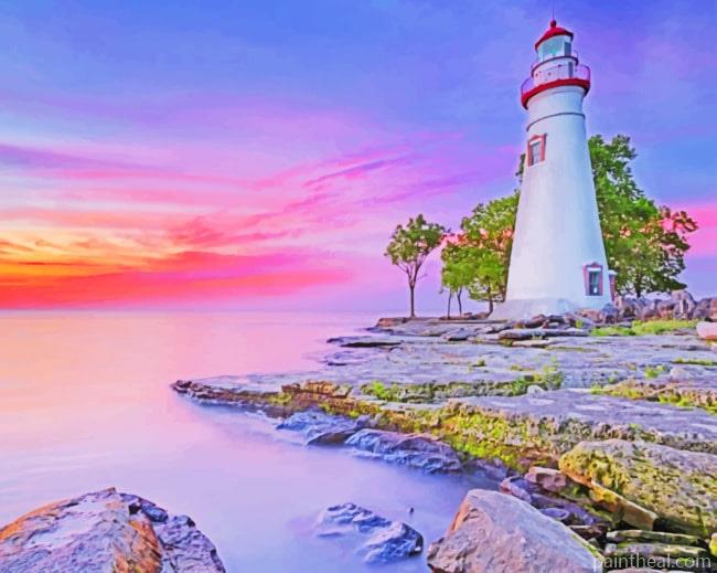 Sunset Lighthouse Painting By Numbers Kits