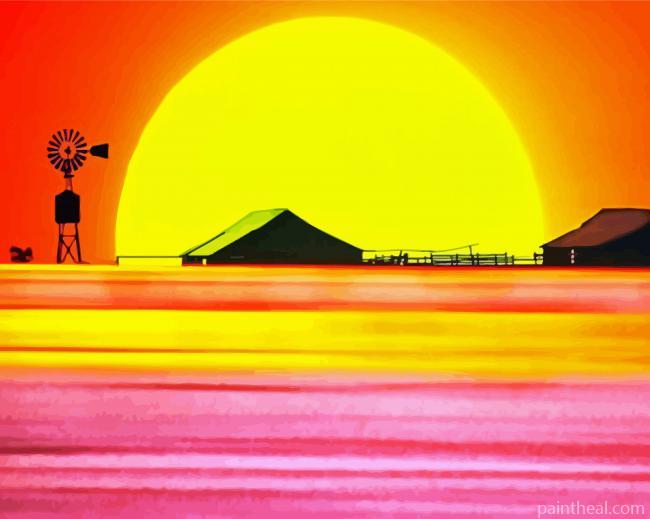 Yellow Landscape Sunset Painting By Numbers Kits