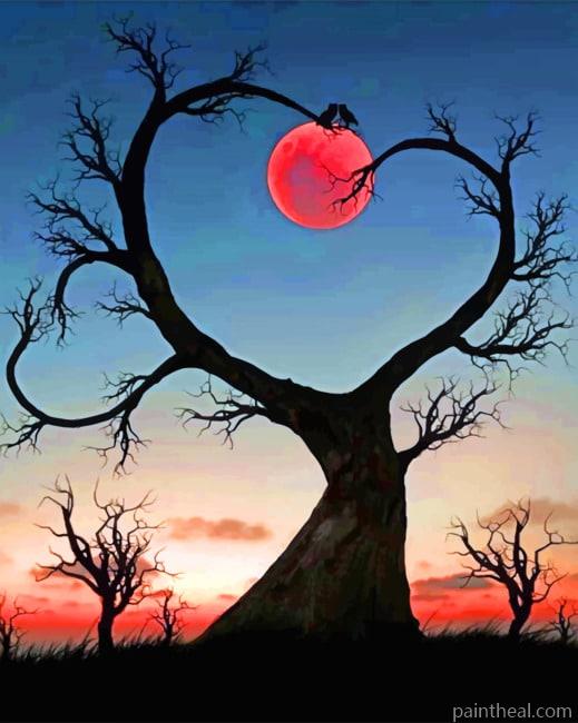 Red Moonlight Painting By Numbers Kits