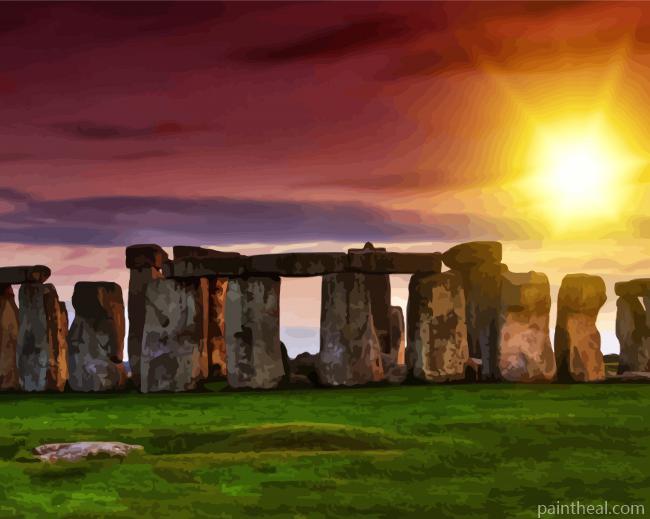England Stonehenge At Sunset Painting By Numbers Kits