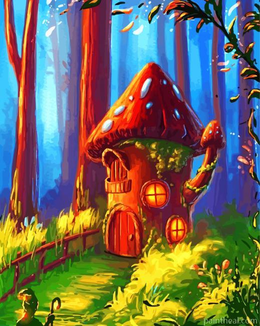 Mushroom Fantasy House Painting By Numbers Kits