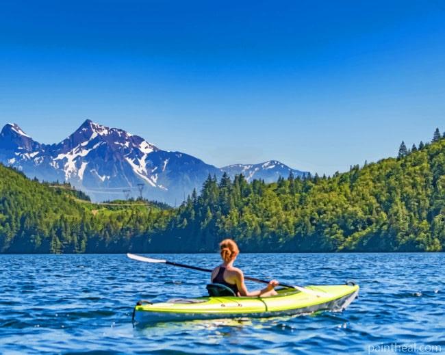 kayaking Between Mountains Painting By Numbers Kits