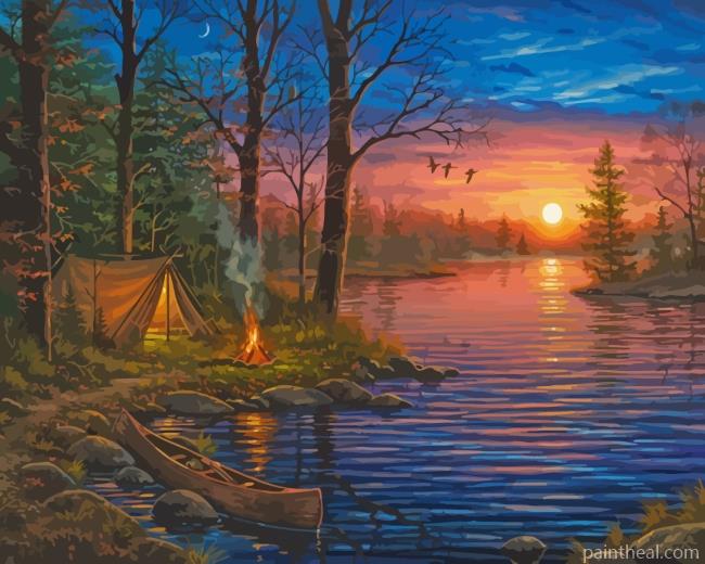 Camp By Lake Painting By Numbers Kits
