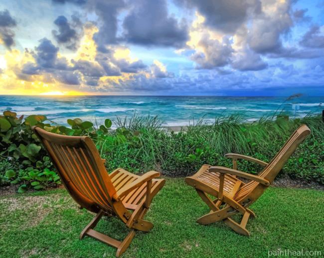 Relaxing Chairs In A Natural Landscape Painting By Numbers Kits