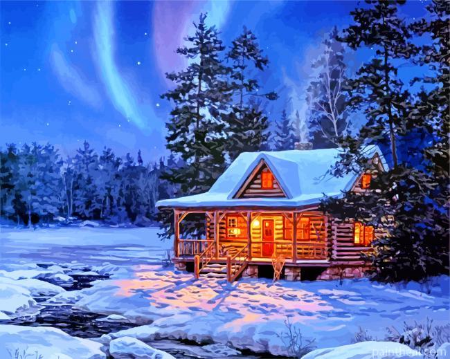 Snow Winter Cottage Painting By Numbers Kits