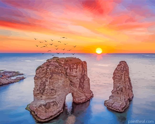 Raouche Rock Beirut Painting By Numbers Kits