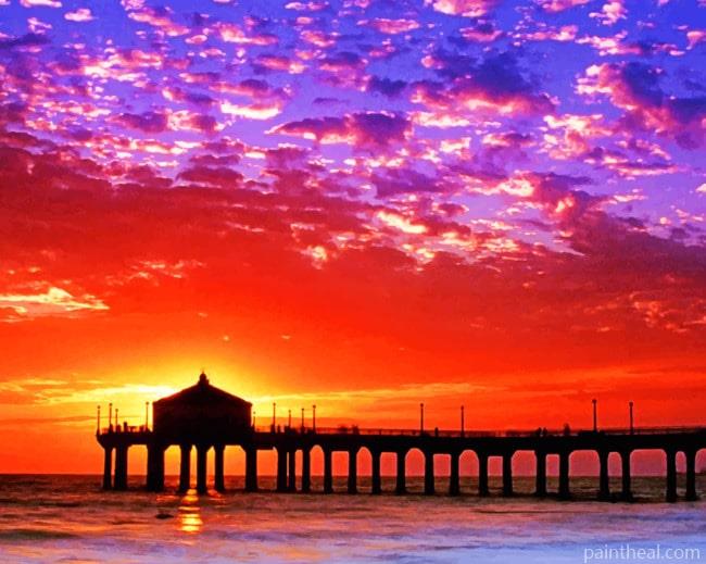 Sunset Manhattan Beach California Painting By Numbers Kits