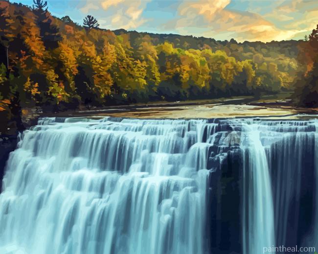 Beautifull Waterfall Letchworth Painting By Numbers Kits