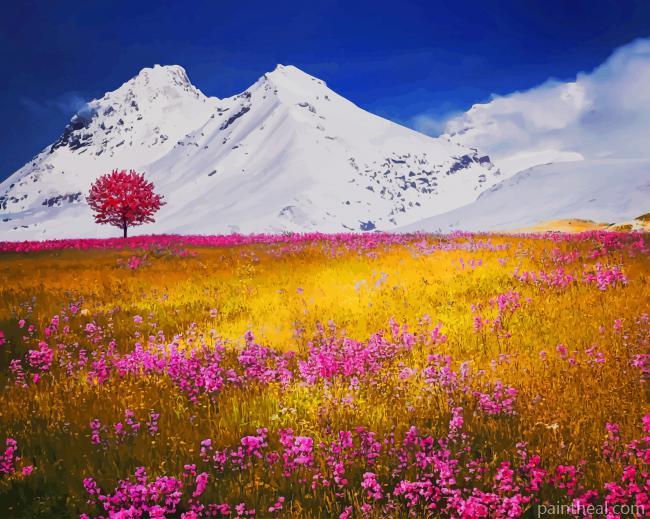 Landscape Snowy Mountain Painting By Numbers Kits