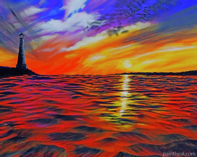Seascape At Sunset Painting By Numbers Kits