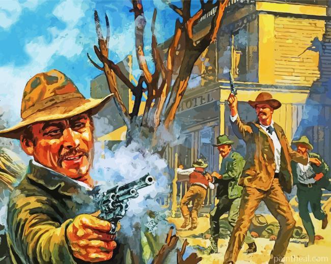 Western Gun Fight Painting By Numbers Kits