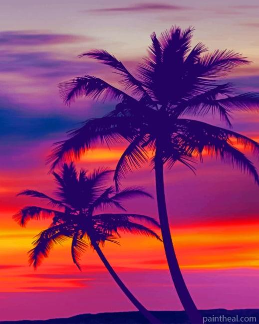 Palms Sunset Silhouette Painting By Numbers Kits