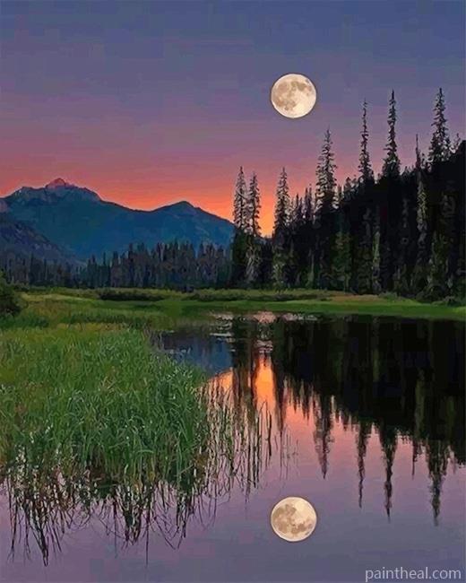Nature Moonlight Landscape Painting By Numbers Kits