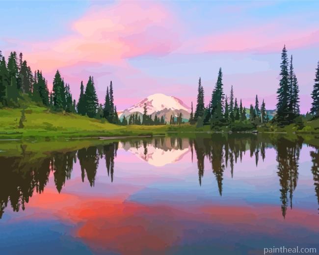 Mount Rainier National Park Landscape Painting By Numbers Kits