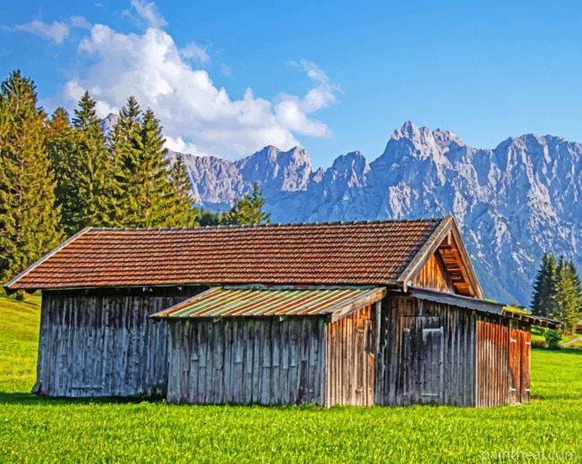 Mountains Barn Painting By Numbers Kits