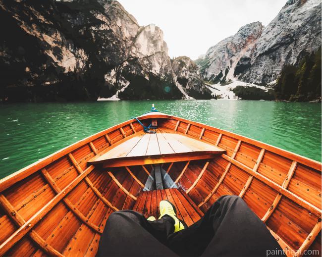 Boat In Lake Painting By Numbers Kits