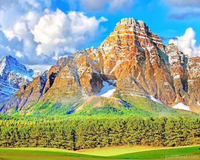 Banff Park Snowy Mountains Painting By Numbers Kits
