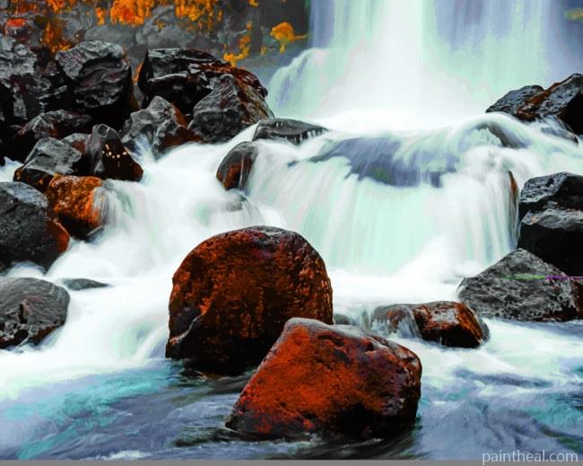Oxararfoss Waterfall Painting By Numbers Kits