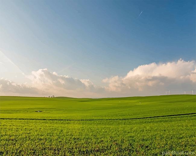 Green Field Blue Sky Painting By Numbers Kits