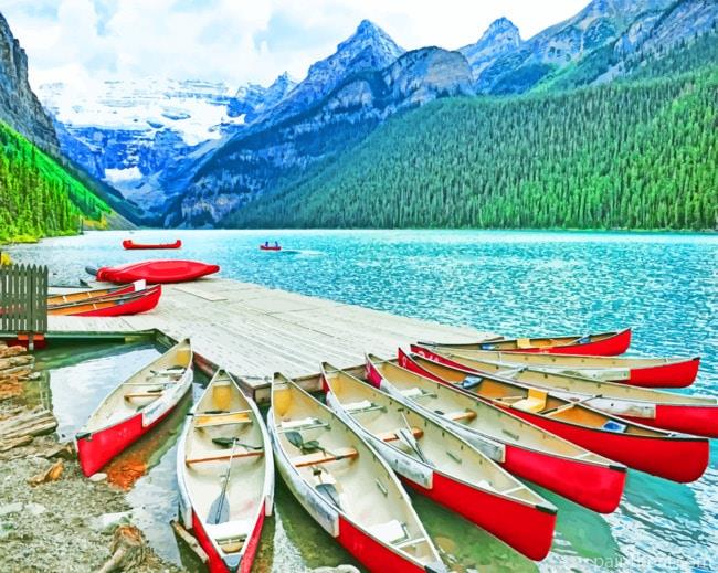 Lake Louise Canoe Painting By Numbers Kits