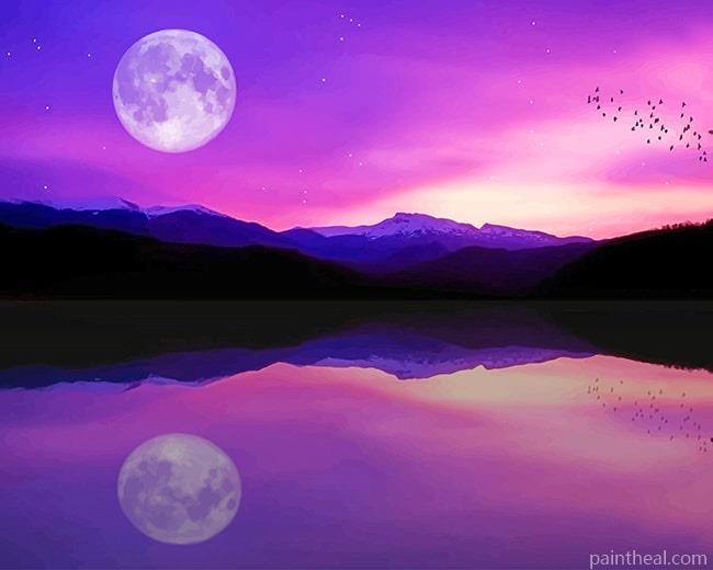 Full Moon Lake Reflection Painting By Numbers Kits