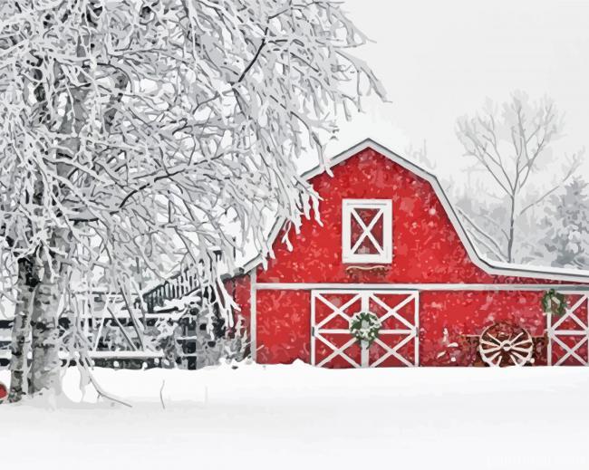 Snow Barn Painting By Numbers Kits