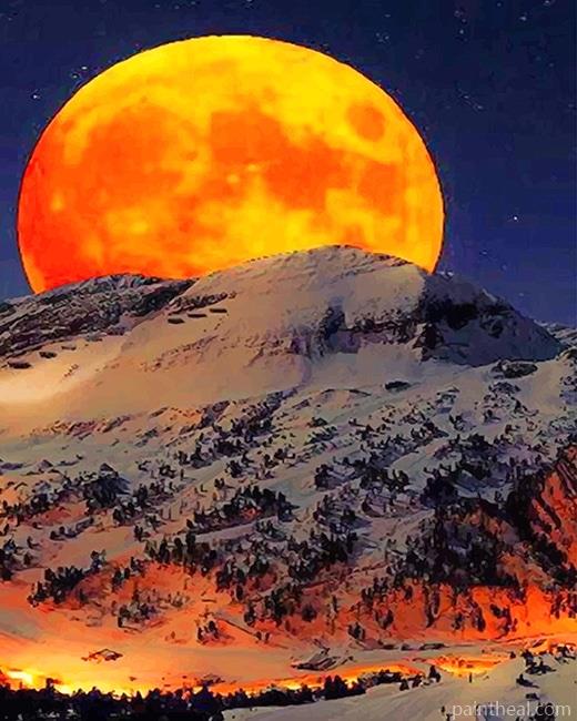 Yellow Moon Snow Painting By Numbers Kits