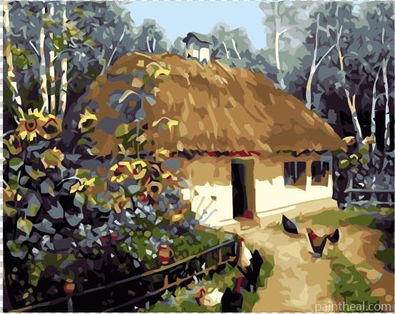 Hut Village House Painting By Numbers Kits