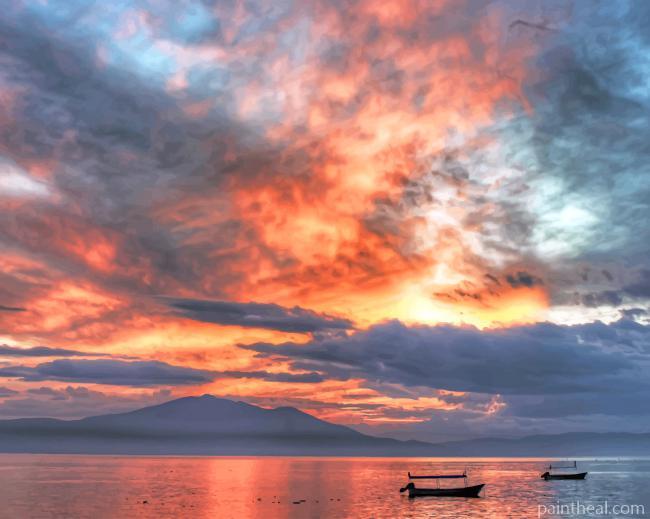 Chapala Lake Sunset Painting By Numbers Kits