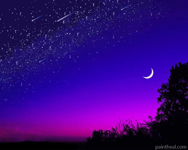 Crescent Moon Purple Sky Painting By Numbers Kits