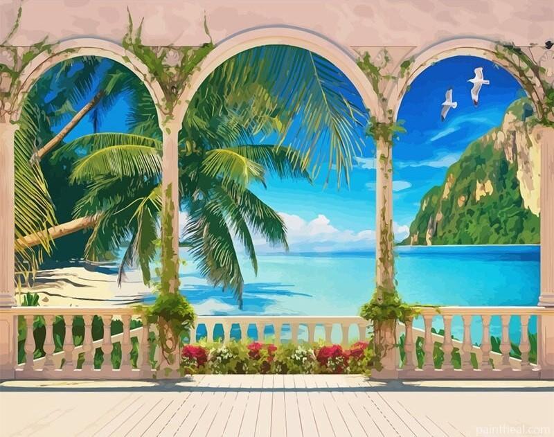 Tropical Beach Landscape Painting By Numbers Kits