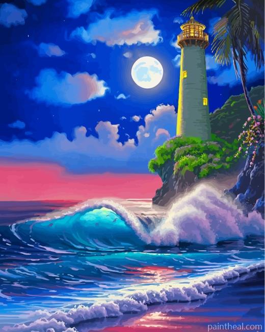 Night Lighthouse Painting By Numbers Kits