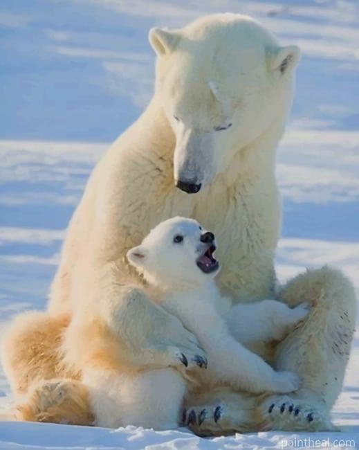 Mom And Baby Polar Bear Painting By Numbers Kits