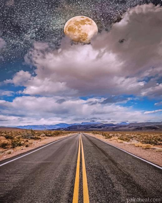Empty Road Under Clouds Painting By Numbers Kits