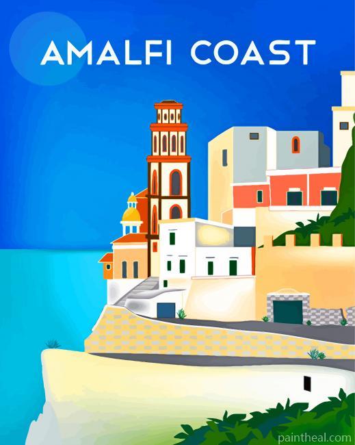 Amalfi Coast Illustration Painting By Numbers Kits