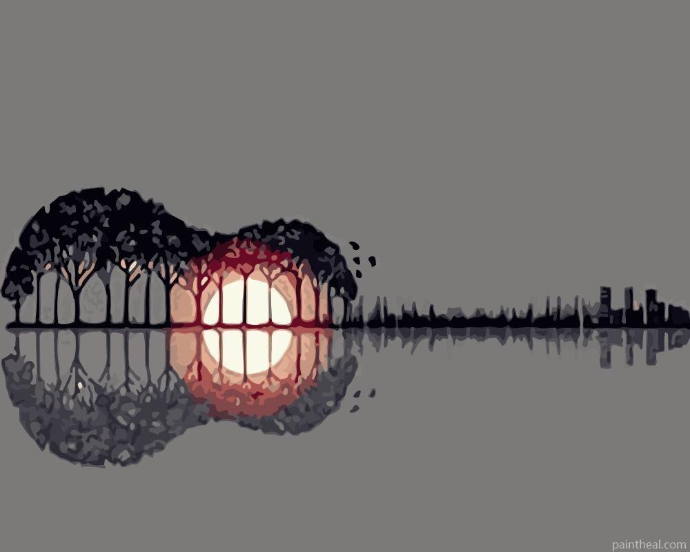 Landscape of Guitar Landscape Painting By Numbers Kits