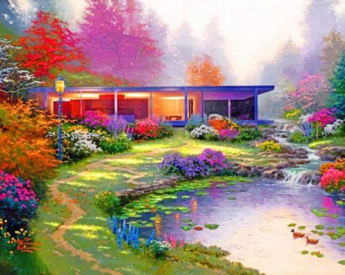 Modern House Kinkade Painting By Numbers Kits