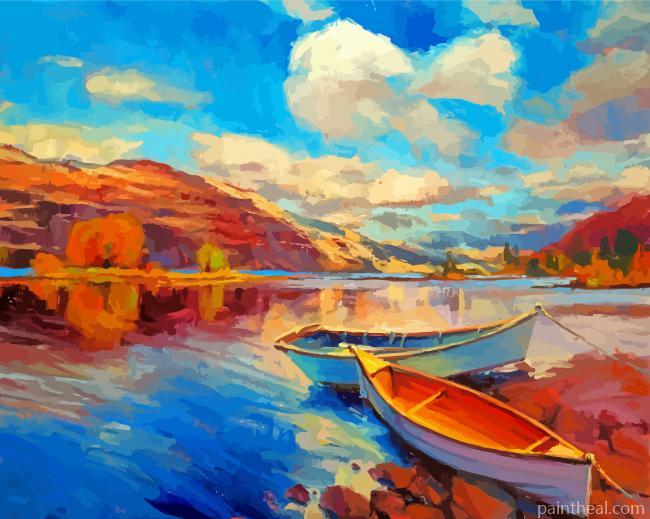 Wooden Boats By Lake Painting By Numbers Kits