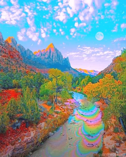 Colorful Nature Road Painting By Numbers Kits