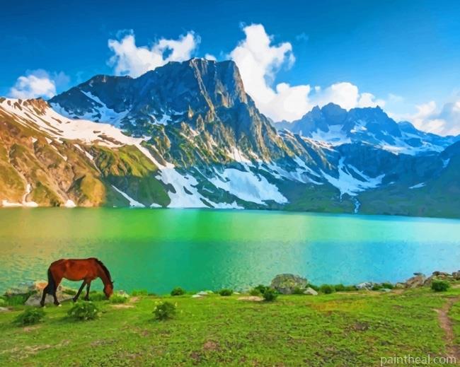 Kashmir Lake Landscape Painting By Numbers Kits