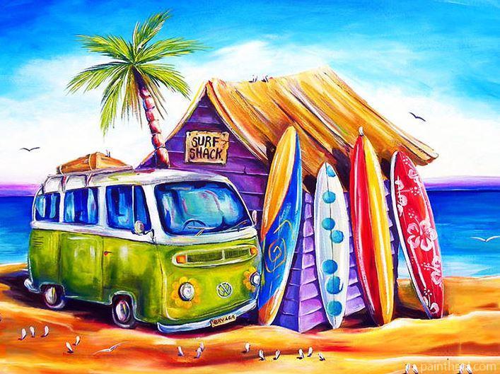 Beautiful Cottage on The Beach Landscape Painting By Numbers Kits