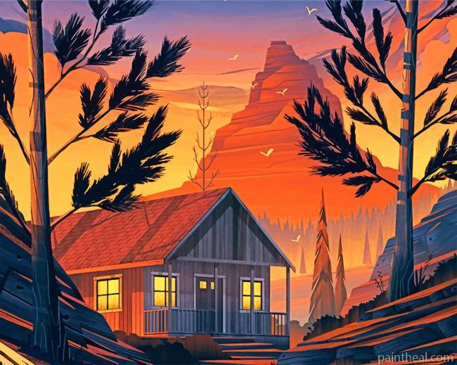 Forest Cabin Illustration Painting By Numbers Kits