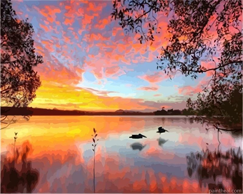 Sunset Lake Painting By Numbers Kits