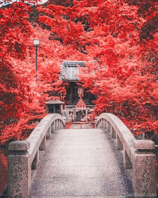 kyoto Temple Red Fall Painting By Numbers Kits