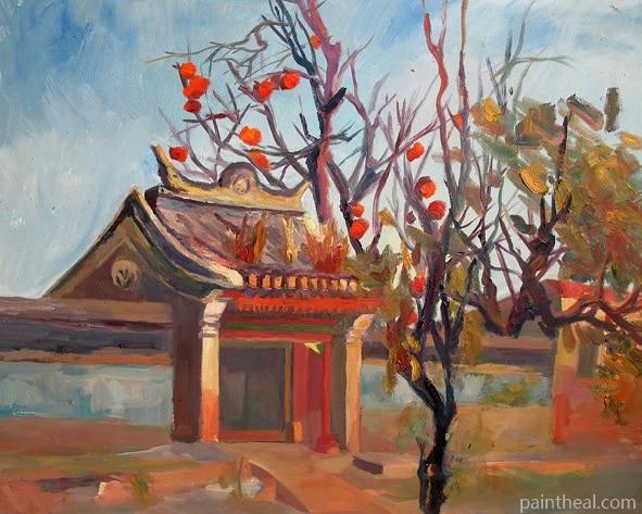 Apple Tree In Temple Painting By Numbers Kits